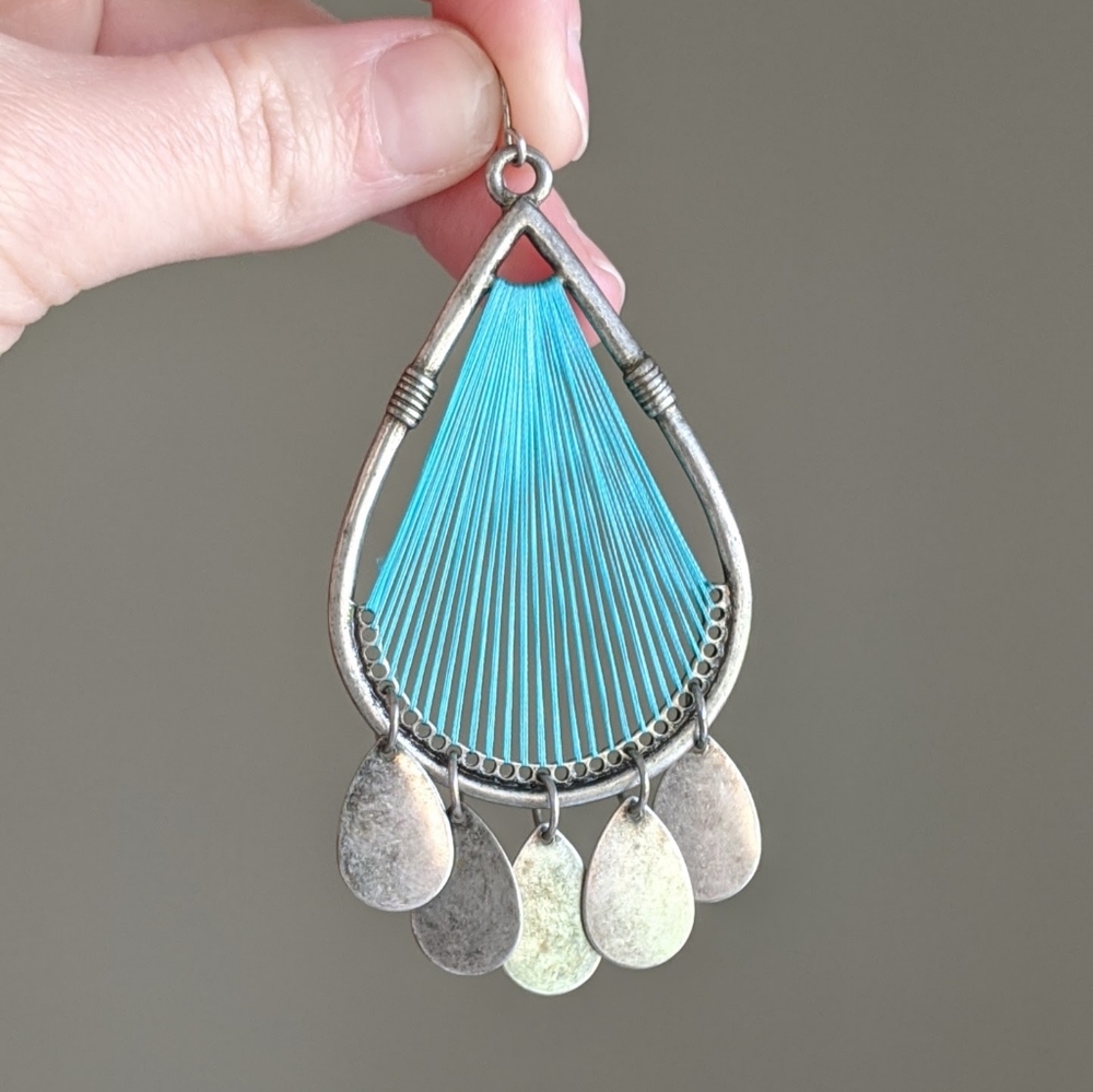 Turquoise & silver statement earrings - Picture 2 of 6